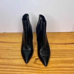 Sam Edelman Black‎ Leather Pointed Toe Heeled Ankle Boots Booties Women's